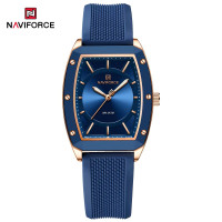 NAVIFORCE NF5049 Silicone Strap Luxury Casual Design Elegant Top Hand Luminous Quartz Watch For Women - RoseGold NavyBlue